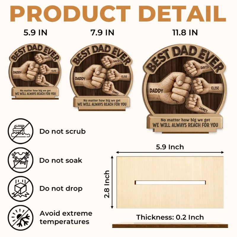 Personalized 2-Layered Wooden Plaque – Gifts For Dad, Grandpa – Greatest Dad Ever