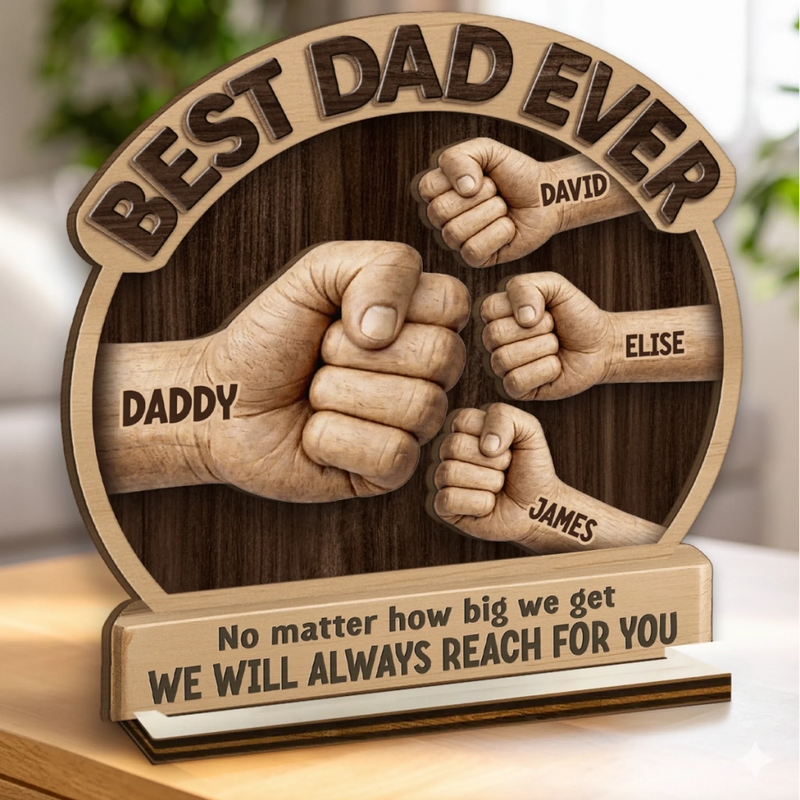Personalized 2-Layered Wooden Plaque – Gifts For Dad, Grandpa – Greatest Dad Ever