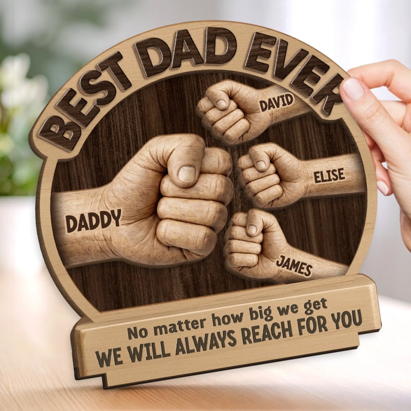 Personalized 2-Layered Wooden Plaque – Gifts For Dad, Grandpa – Greatest Dad Ever