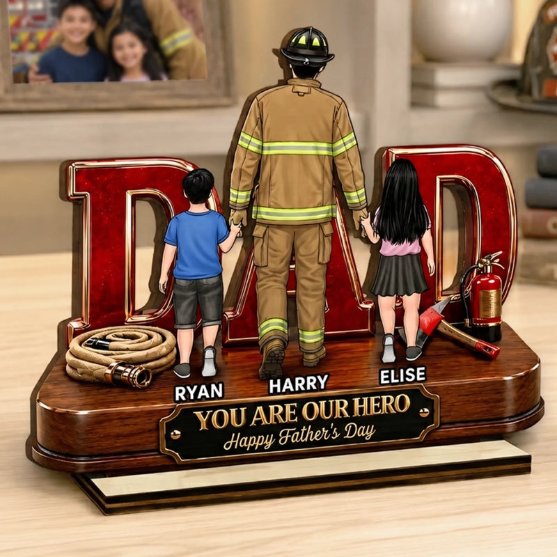 Personalized 2-Layered Wooden Plaque – Gifts For Dad, Grandpa – Courage Runs In The Family