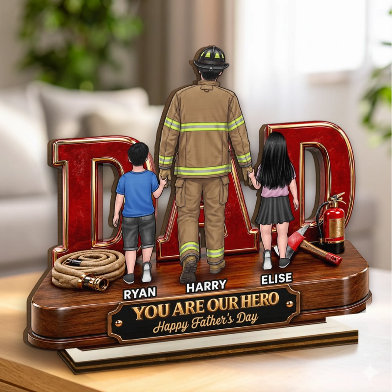 Personalized 2-Layered Wooden Plaque – Gifts For Dad, Grandpa – Courage Runs In The Family