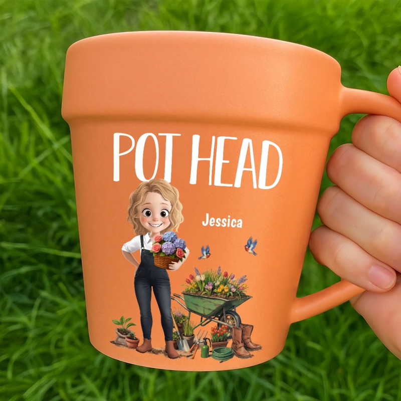 Personalized Plant Pot Ceramic Mug – Garden Gifts For Gardeners – Flower Pot Mug
