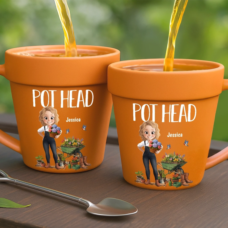 Personalized Plant Pot Ceramic Mug – Garden Gifts For Gardeners – Flower Pot Mug