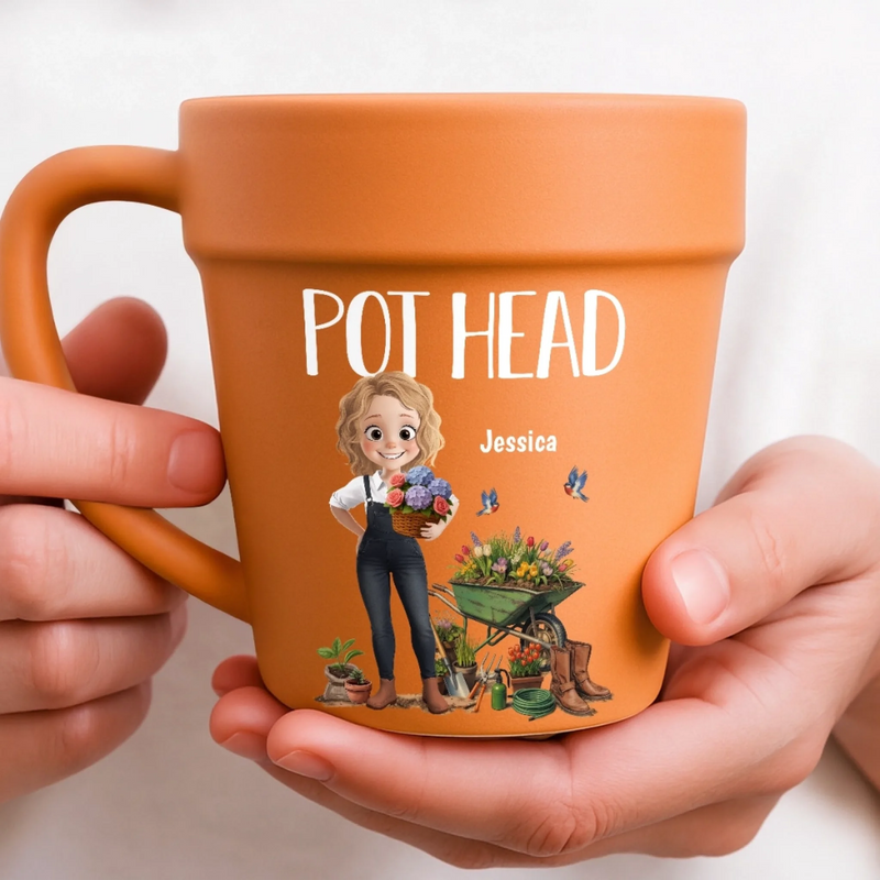 Personalized Plant Pot Ceramic Mug – Garden Gifts For Gardeners – Flower Pot Mug