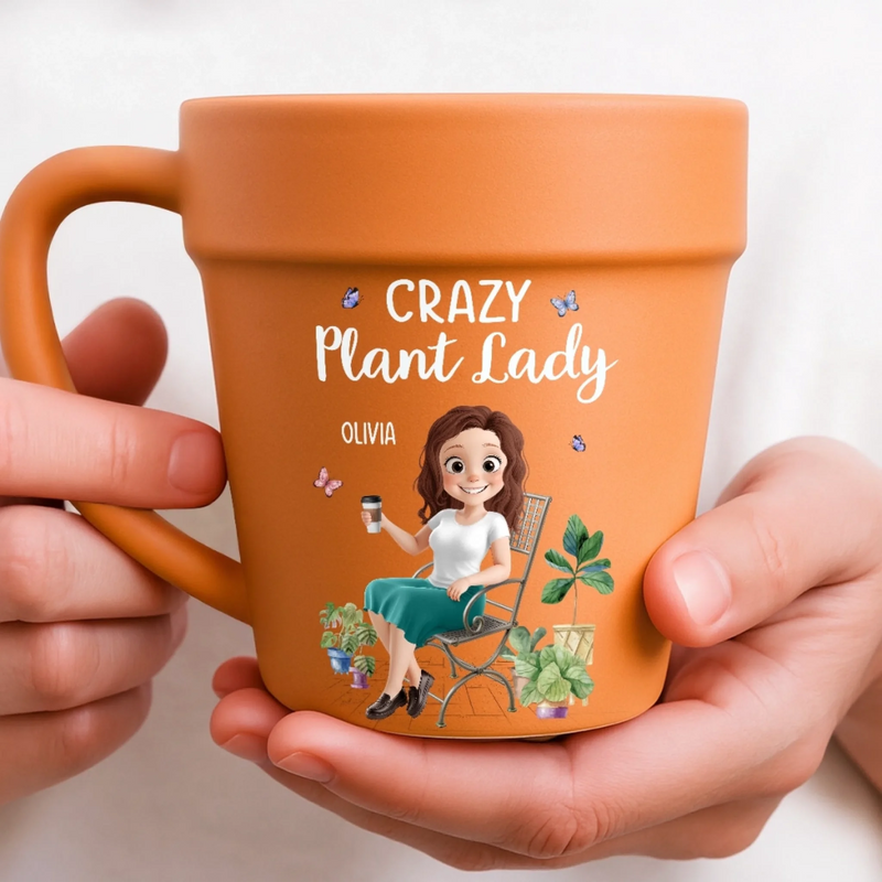 Personalized Plant Pot Ceramic Mug – Garden Gifts For Gardeners – Plant Lady