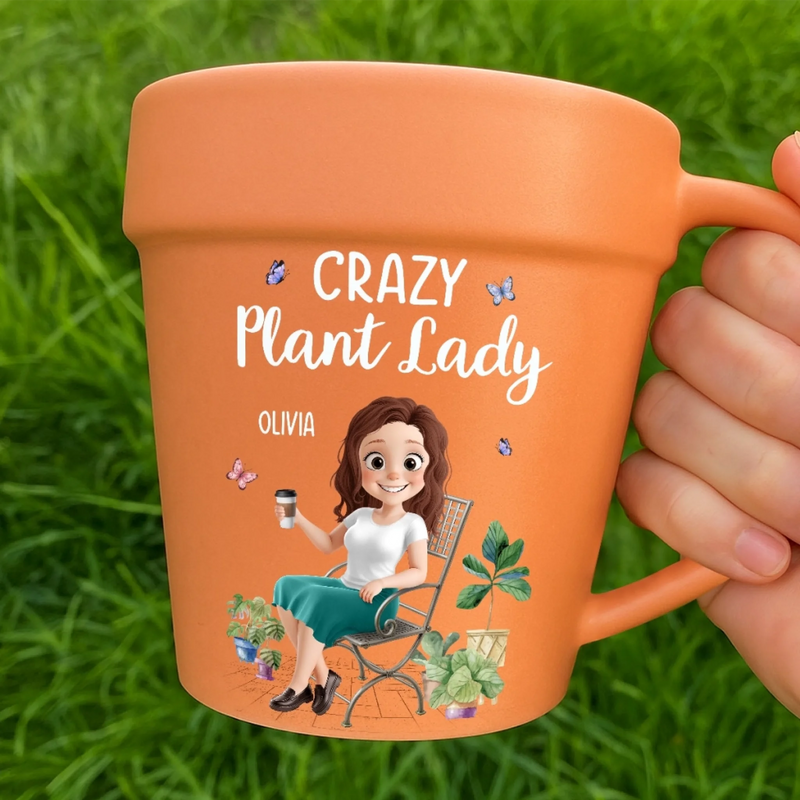Personalized Plant Pot Ceramic Mug – Garden Gifts For Gardeners – Plant Lady