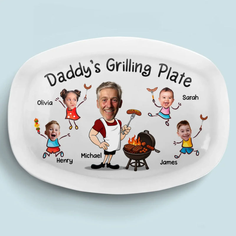 Personalized Grilling Plate – BBQ Gift For Dad – Daddy’s Grill Station