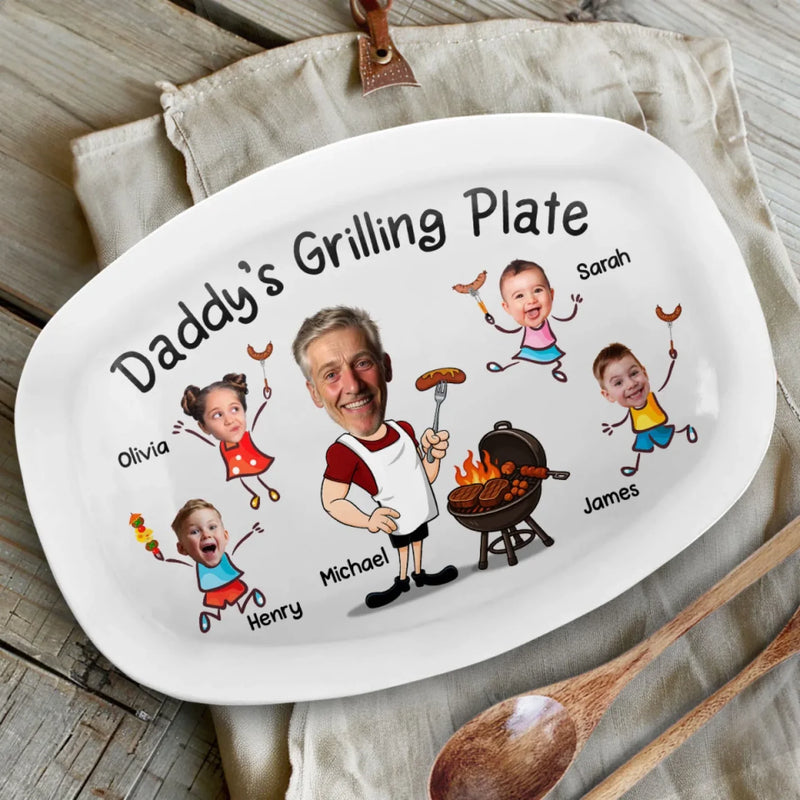 Personalized Grilling Plate – BBQ Gift For Dad – Daddy’s Grill Station
