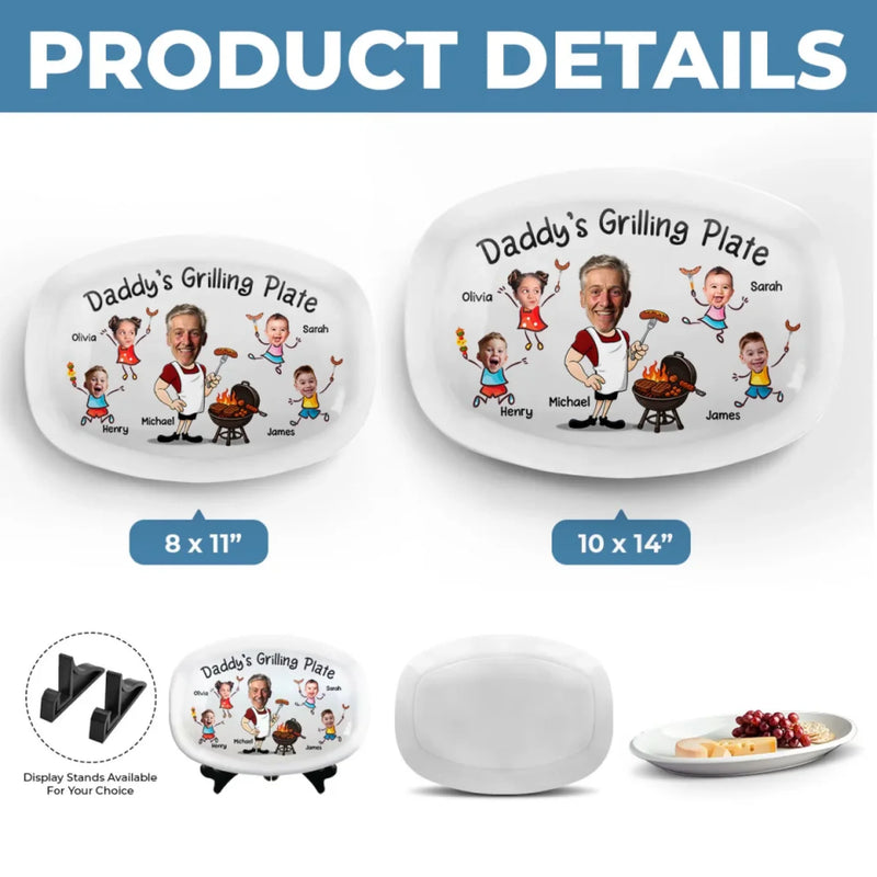 Personalized Grilling Plate – BBQ Gift For Dad – Daddy’s Grill Station