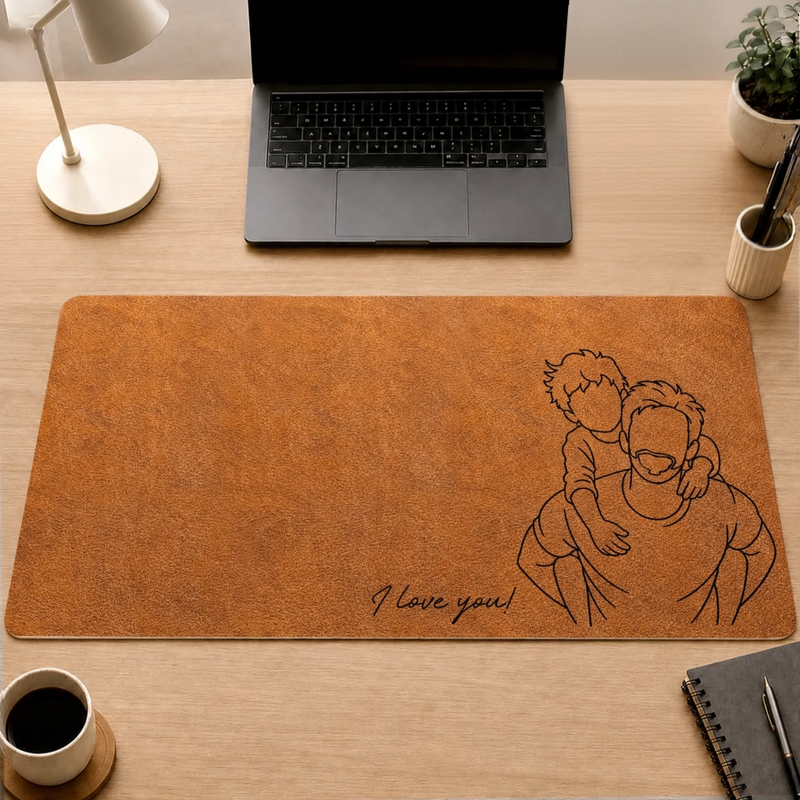 Personalized Photo Desk Mat - Gifts For Dad, Grandpa - Dad’s Love Holds Us Together