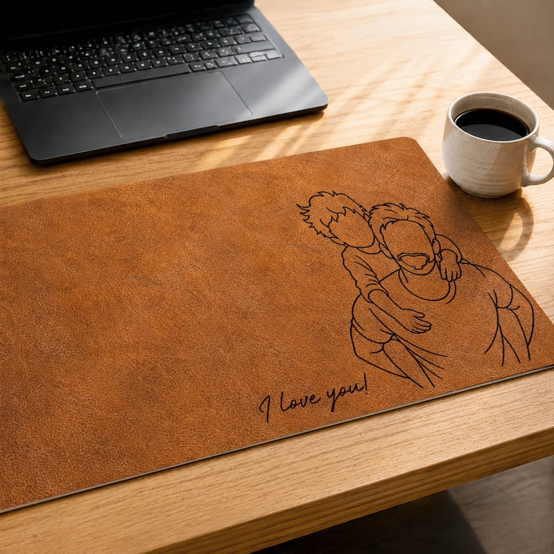 Personalized Photo Desk Mat - Gifts For Dad, Grandpa - Dad’s Love Holds Us Together