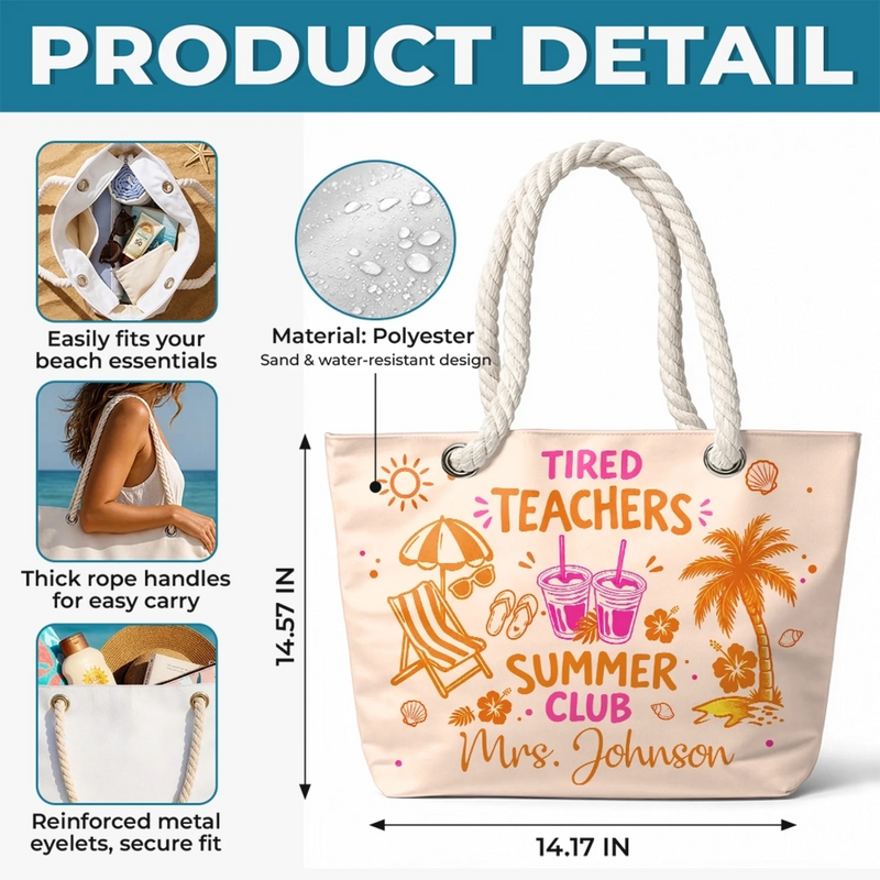 Personalized Beach Bag – Travel Gifts For Women – Teacher Off Duty