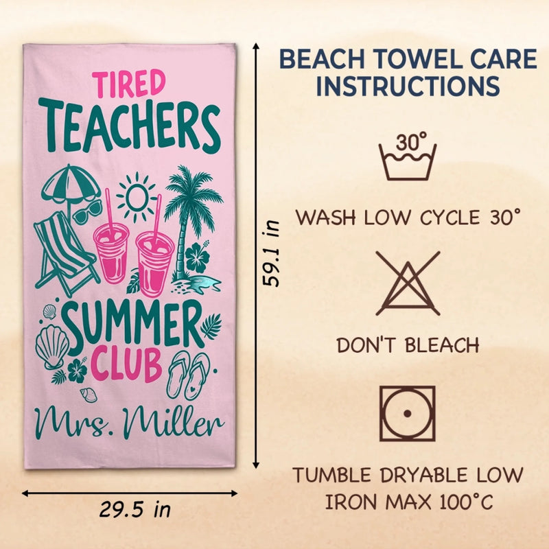Personalized Beach Towel – Travel Gifts For Teachers – Tired Teacher Summer Club