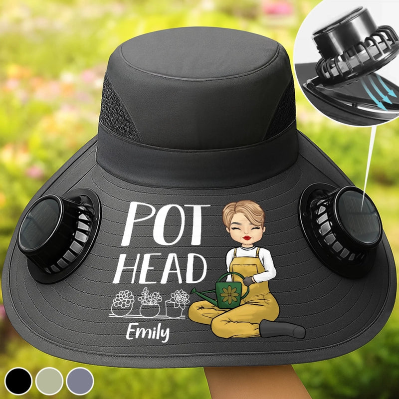 Personalized Hat With Fans Solar Power – Gifts For Gardeners – Crazy Plant Lady Vibes