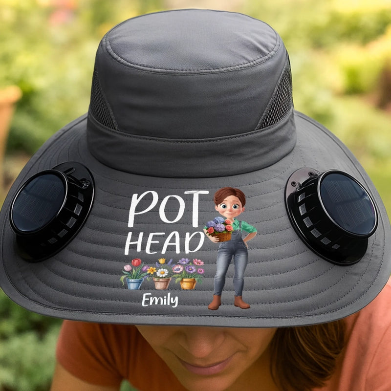 Personalized Hat With Fans Solar Power – Gifts For Gardeners – Let Her Garden Grow