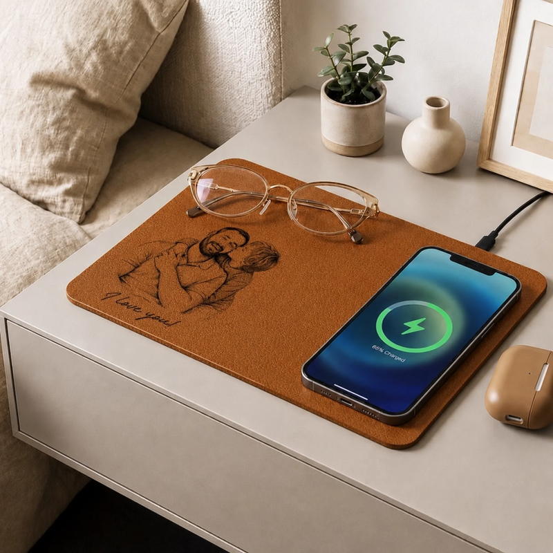 Personalized Photo Charging Mat – Birthday Gifts For Dad, Grandpa – Dad’s Love Never Misses