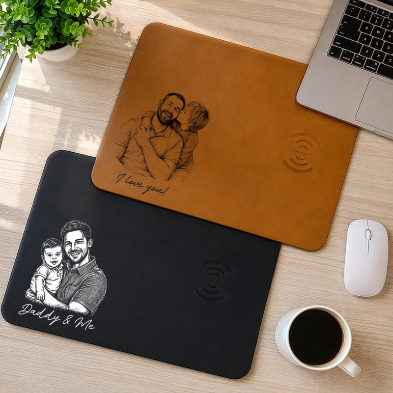 Personalized Photo Charging Mat – Birthday Gifts For Dad, Grandpa – Dad’s Love Never Misses