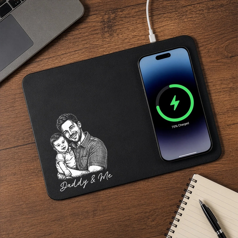 Personalized Photo Charging Mat – Birthday Gifts For Dad, Grandpa – Dad’s Love Never Misses