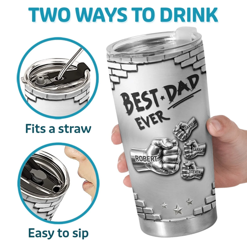 Personalized 3D Inflated Effect Printed Tumbler – Birthday Gifts For Dad, Grandpa – Strong Coffee, Strong Dad