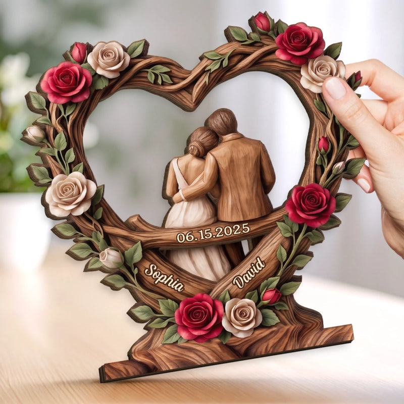 Personalized 2-Layered Wooden Plaque – Gifts For  Couple – Our Forever Love Story