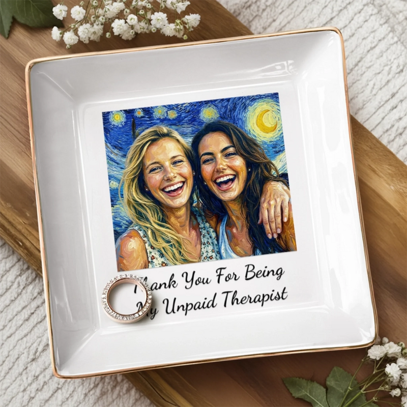 Personalized Photo Jewelry Dish – Gifts For Women, Besties, Sisters, BFF – Treasured Moments, Timeless Friendship