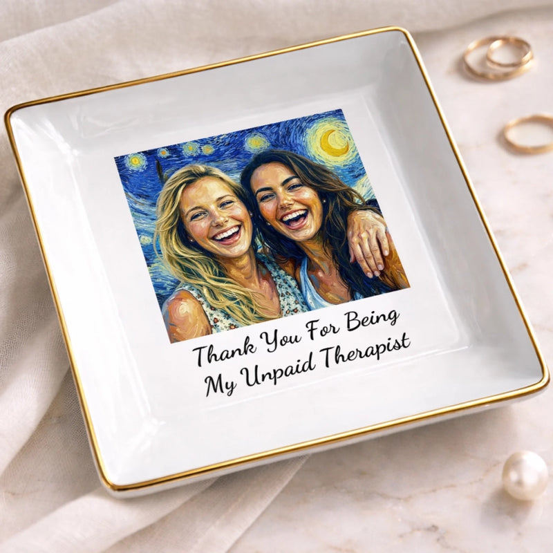 Personalized Photo Jewelry Dish – Gifts For Women, Besties, Sisters, BFF – Treasured Moments, Timeless Friendship