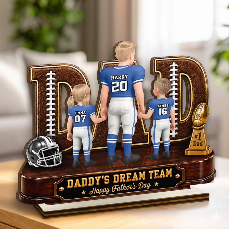 Personalized 2-Layered Wooden Plaque – Father's Day Gifts For Dad, American Football Lovers, Sports Lovers – Game Day Starts Here