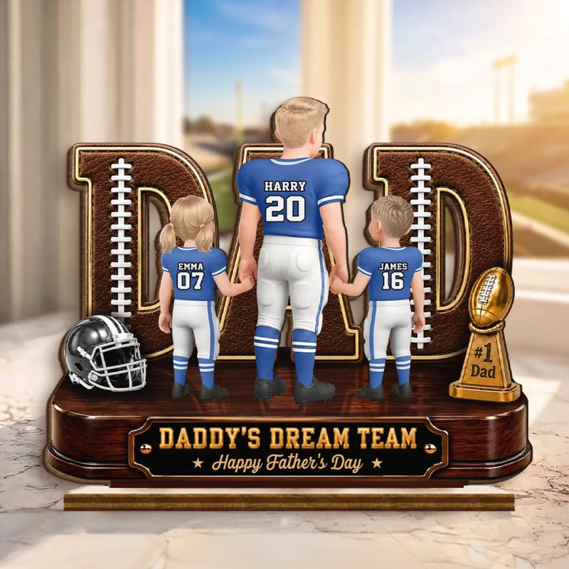 Personalized 2-Layered Wooden Plaque – Father's Day Gifts For Dad, American Football Lovers, Sports Lovers – Game Day Starts Here
