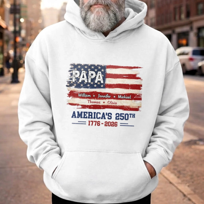 Personalized America 250th Anniversary Unisex T-shirt, Hoodie – Gifts For Dad, Grandpa – Built On Freedom