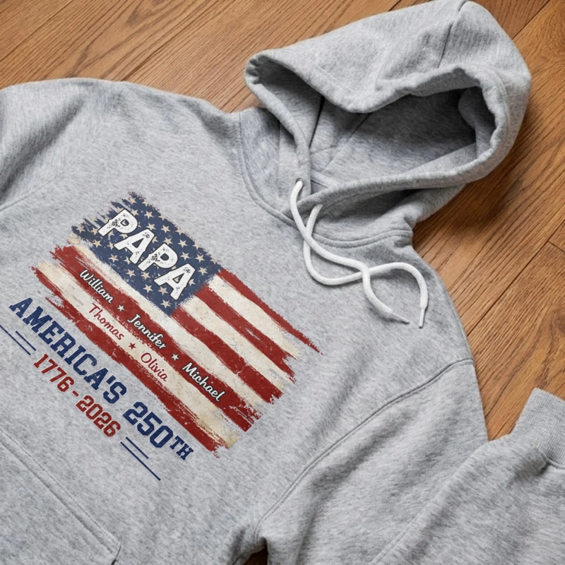 Personalized America 250th Anniversary Unisex T-shirt, Hoodie – Gifts For Dad, Grandpa – Built On Freedom