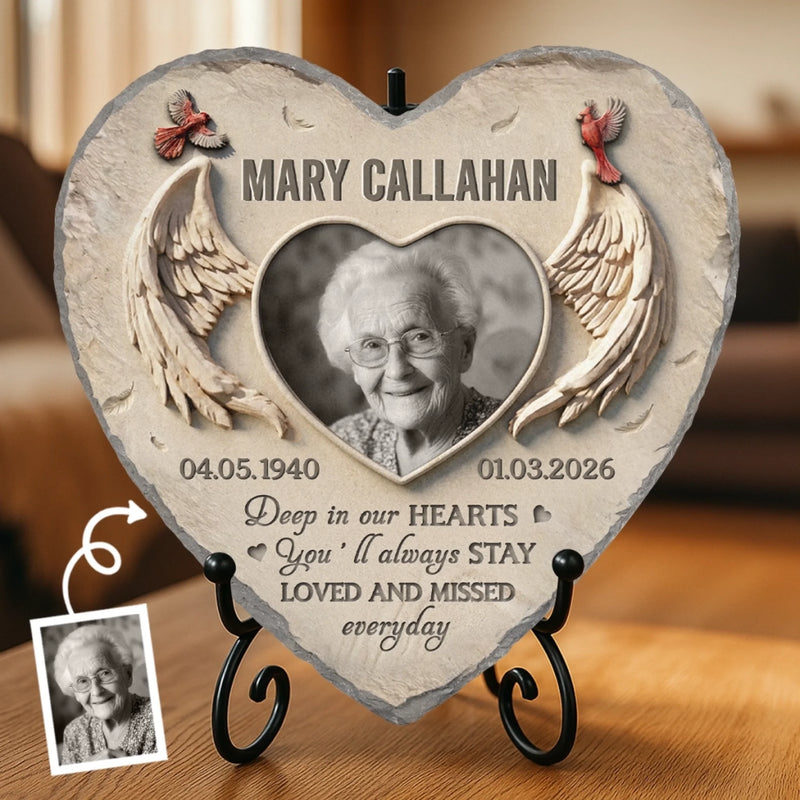 Personalized Photo Heart Shaped Stone – Meaningful Memorial Gift – Forever In Memory