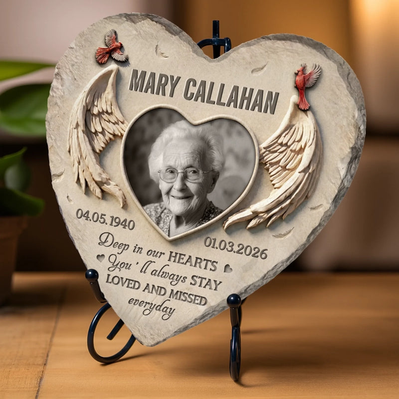 Personalized Photo Heart Shaped Stone – Meaningful Memorial Gift – Forever In Memory