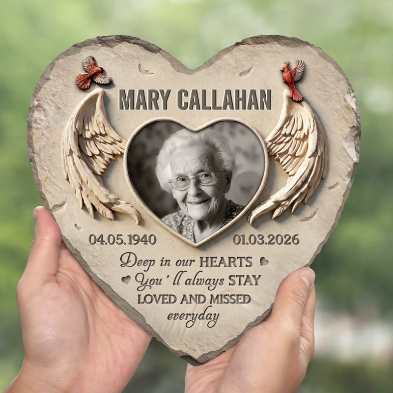 Personalized Photo Heart Shaped Stone – Meaningful Memorial Gift – Forever In Memory
