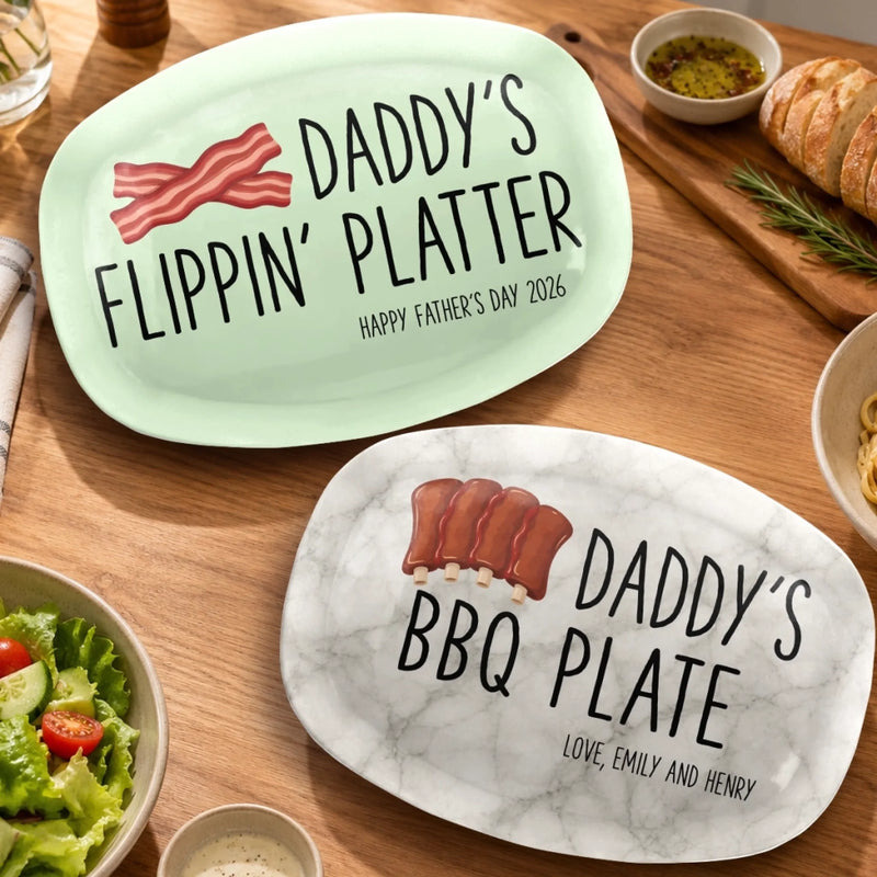 Personalized Platter – Birthday Gifts For Dad, Grandpa – Dad Serves Love Daily