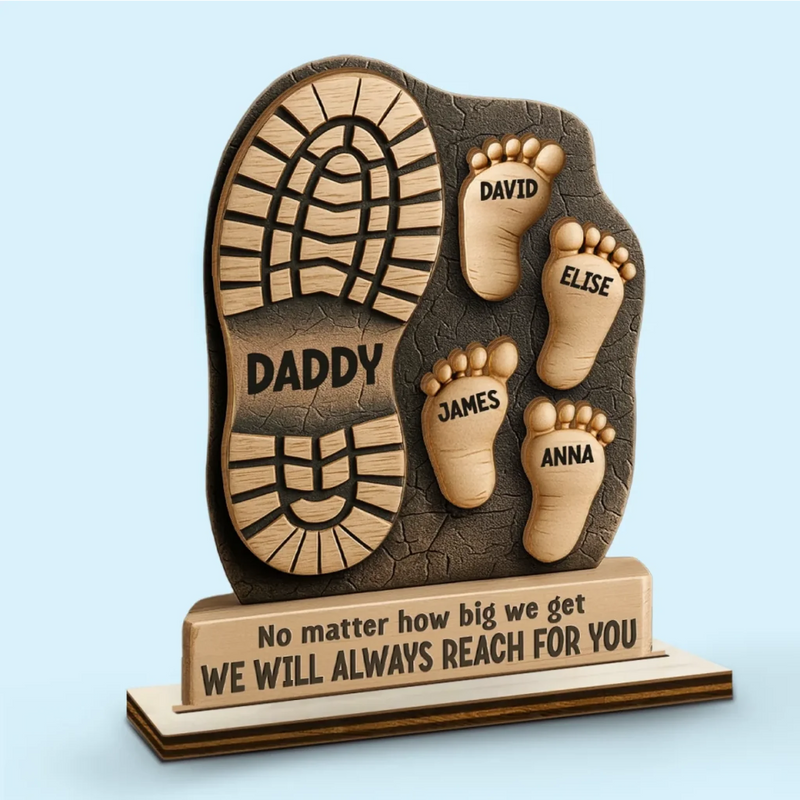 Personalized 2-Layered Wooden Plaque – Birthday Gifts For Dad, Grandpa – Your Footsteps Led Our Way