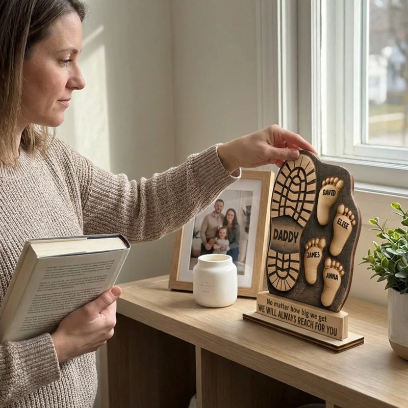 Personalized 2-Layered Wooden Plaque – Birthday Gifts For Dad, Grandpa – Your Footsteps Led Our Way