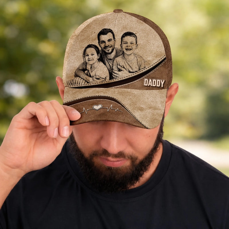 Personalized Photo Cap – Birthday Gifts For Dad, Grandpa – Family First Always