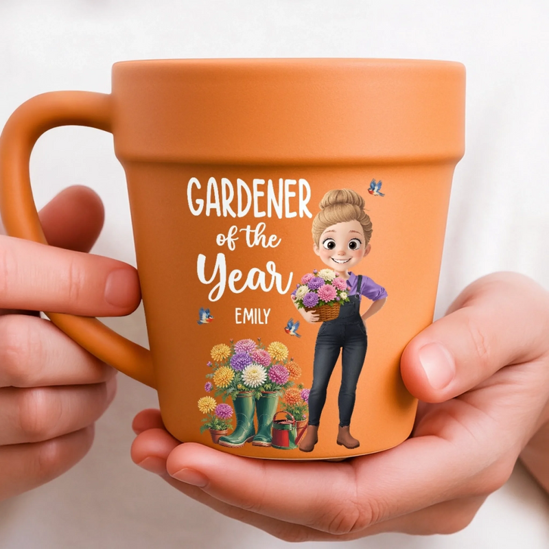 Personalized Plant Pot Ceramic Mug – Gifts For Gardeners – Queen Of The Green