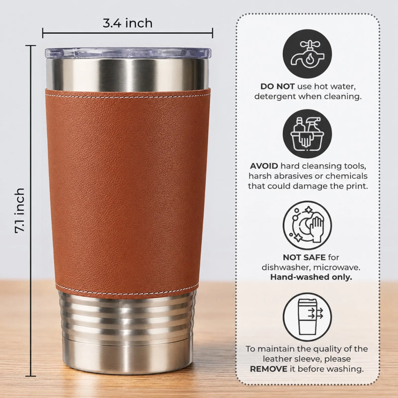 Personalized Printed Leather Tumbler – Birthday Gifts For Him, Husband – Forever Grateful For Dad