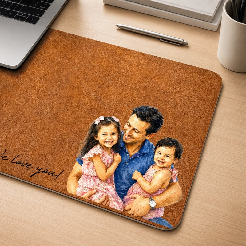 Personalized Photo Desk Mat – Gifts For Dad, Grandpa – Love Became A Family