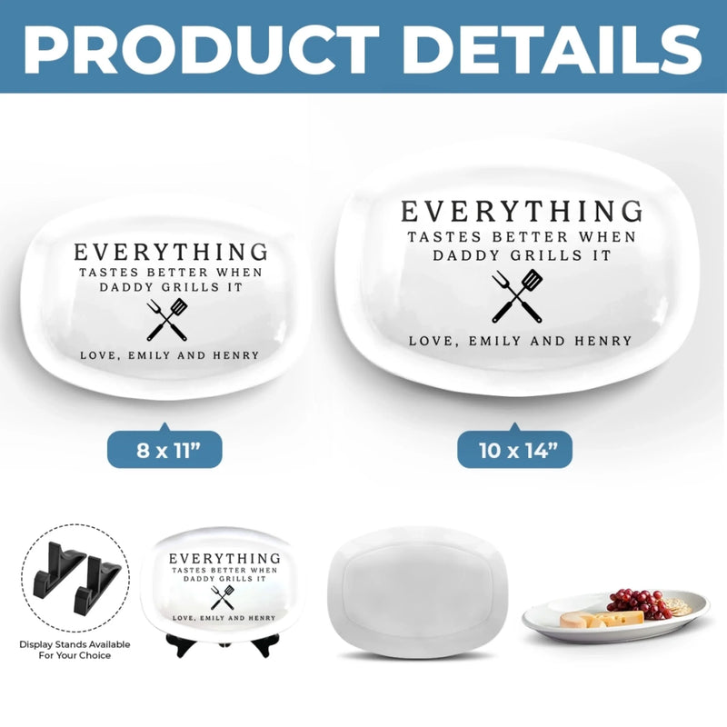Personalized Platter – Birthday Gifts For Dad, Grandpa – Grill Master At Work