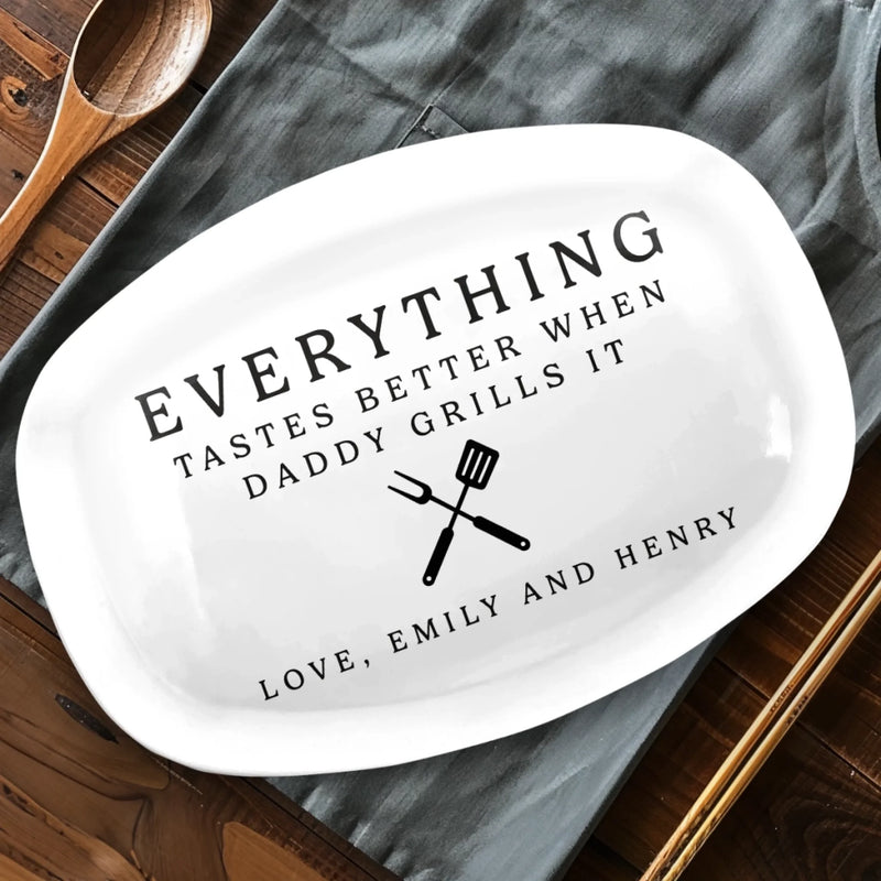 Personalized Platter – Birthday Gifts For Dad, Grandpa – Grill Master At Work
