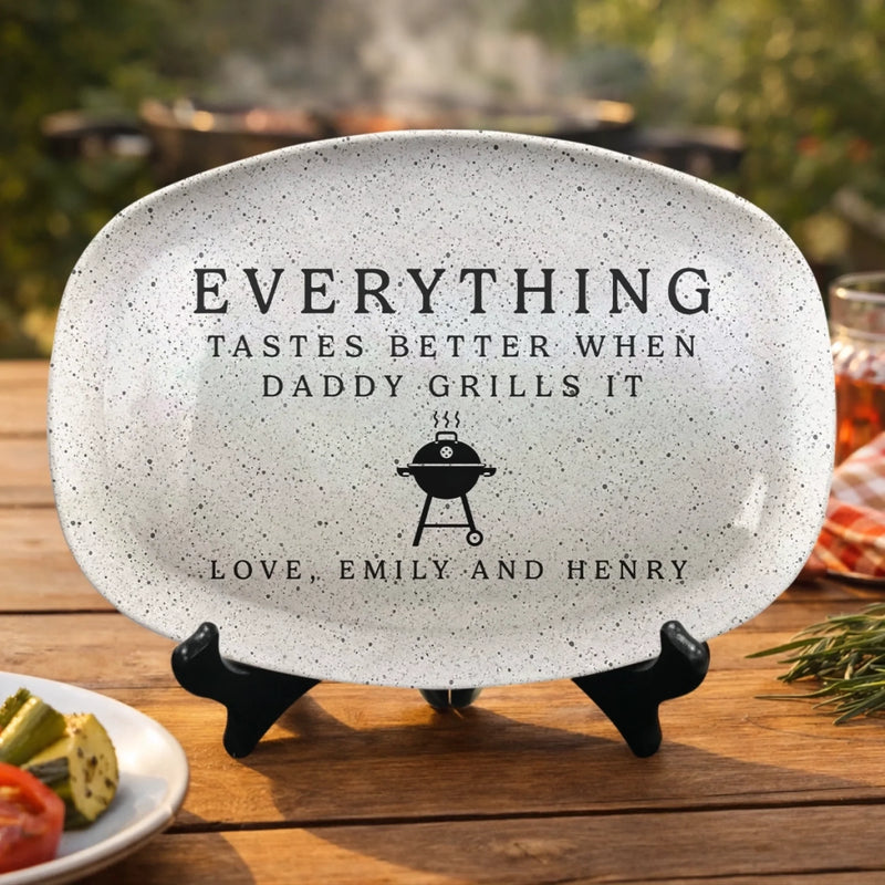 Personalized Platter – Birthday Gifts For Dad, Grandpa – Grill Master At Work