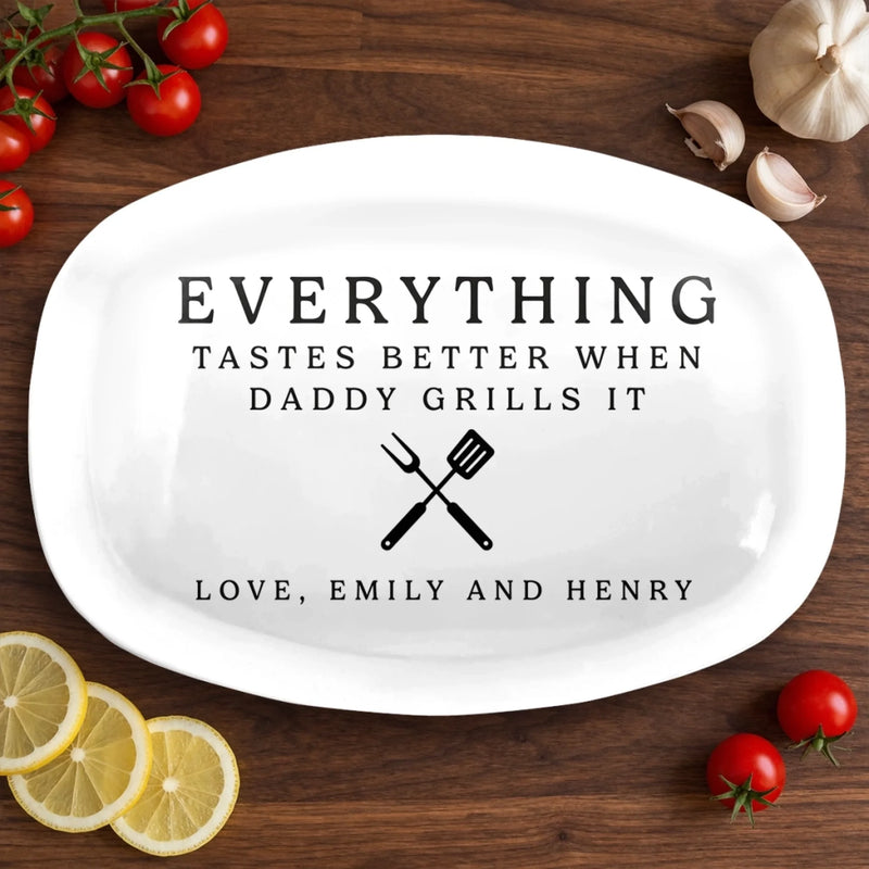Personalized Platter – Birthday Gifts For Dad, Grandpa – Grill Master At Work