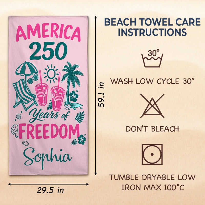 Personalized America 250th Anniversary – Beach Towel – Vacation Gifts For Family – 250 Years Standing Strong