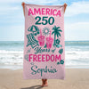 Personalized America 250th Anniversary – Beach Towel – Vacation Gifts For Family – 250 Years Standing Strong