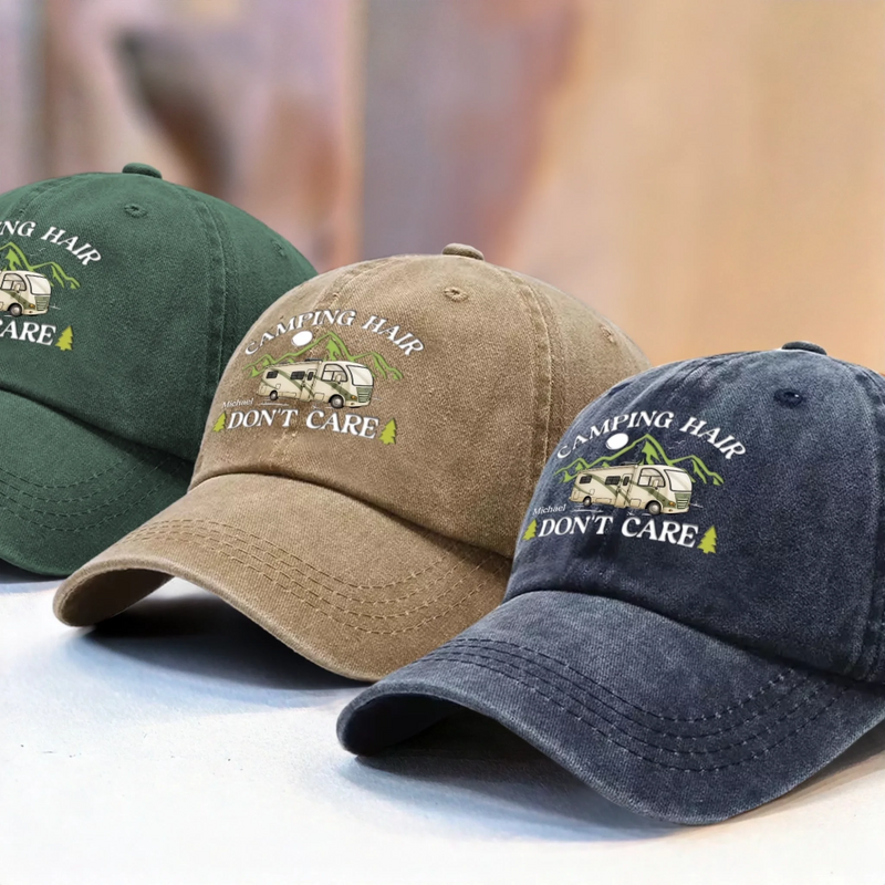 Personalized Vintage Washed Baseball Cap – Gift For Camping Lovers – Camping Is My Therapy