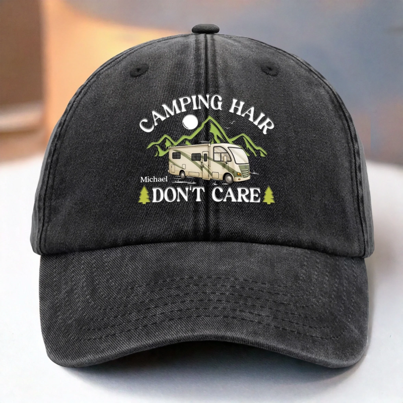 Personalized Vintage Washed Baseball Cap – Gift For Camping Lovers – Camping Is My Therapy