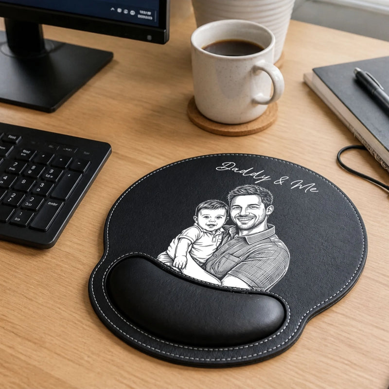 Personalized Photo Leather Mouse Pad – Birthday Gifts For Dad, Grandpa – Dad Makes Every Memory Better