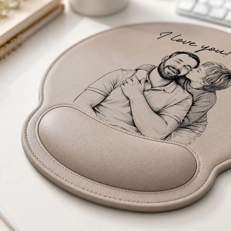 Personalized Photo Leather Mouse Pad – Birthday Gifts For Dad, Grandpa – Dad Makes Every Memory Better